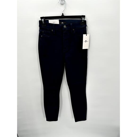 7 FOR ALL MANKIND NWT High Waist Super Skinny Ankle in Coated Ink // 00 - Picture 5 of 12